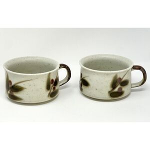 Otagiri Bittersweet Vintage Stoneware Soup Mugs Bowls Speckled Berries Set Of 2